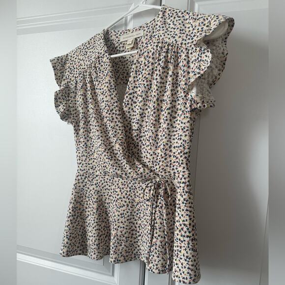 Monteau Floral Wrap Style Top, Size Small, EUC, Colorful, V-Neck - Picture 3 of 9